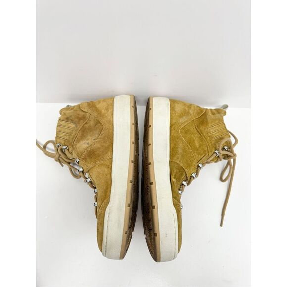 Marc Fisher High Top Sneaker Size 8.5 Fur Lined Tan Suede Lace Up Winter Booties - Picture 7 of 12